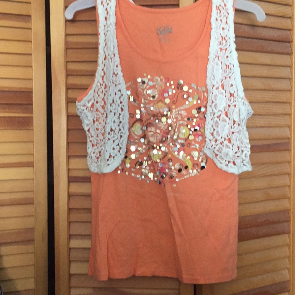 Cute Justice Tank Top with built in Cardigan